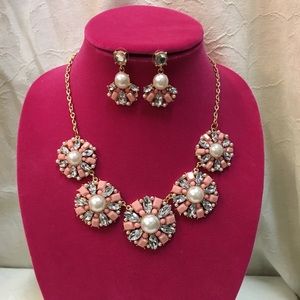 Silver & Pastel Pink Rhinestone Neckless